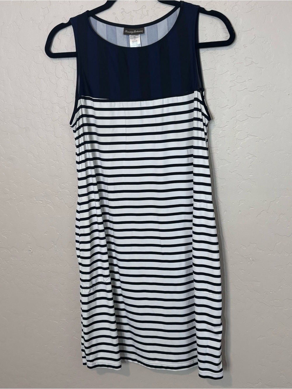 Tommy Bahama Sleeveless Striped Midi Dress Women's Small Blue White